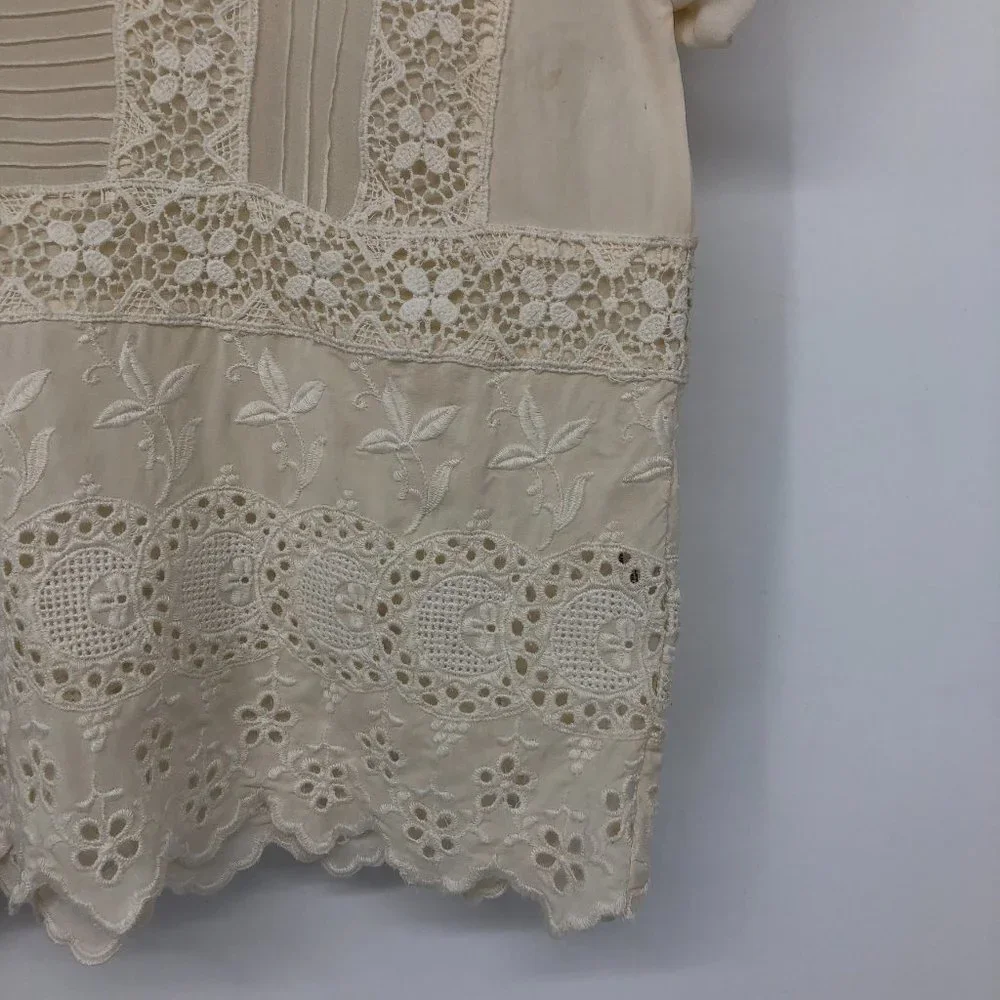 Ulla Johnson Adrienne Scalloped  Silk Eyelet Victorian Blouse Off White Size 2 - Picture 13 of 16